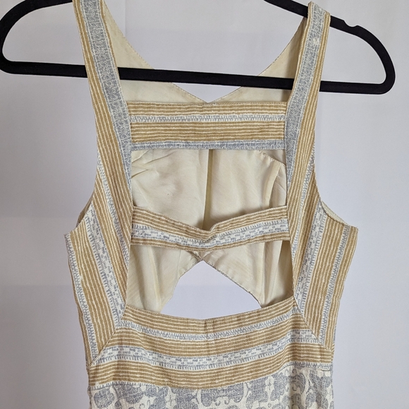 Free People woven cotton tan midi dress w/ cut outs - Picture 6 of 8